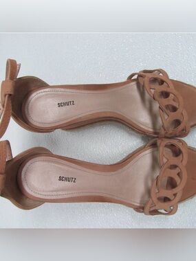 schutz keira wedge in toasted nut, size 8